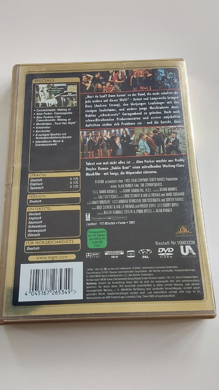 Tutti i DVDs: DVD Commitments Gold Edition Alan Parker Film  – Usato da Worb venduto da niklas2001 1