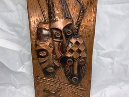 Tiki Masken Bild Kupfer 60er Jahre