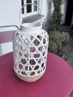 Laternenkorb aus Weide, weiss, Landhausstil 