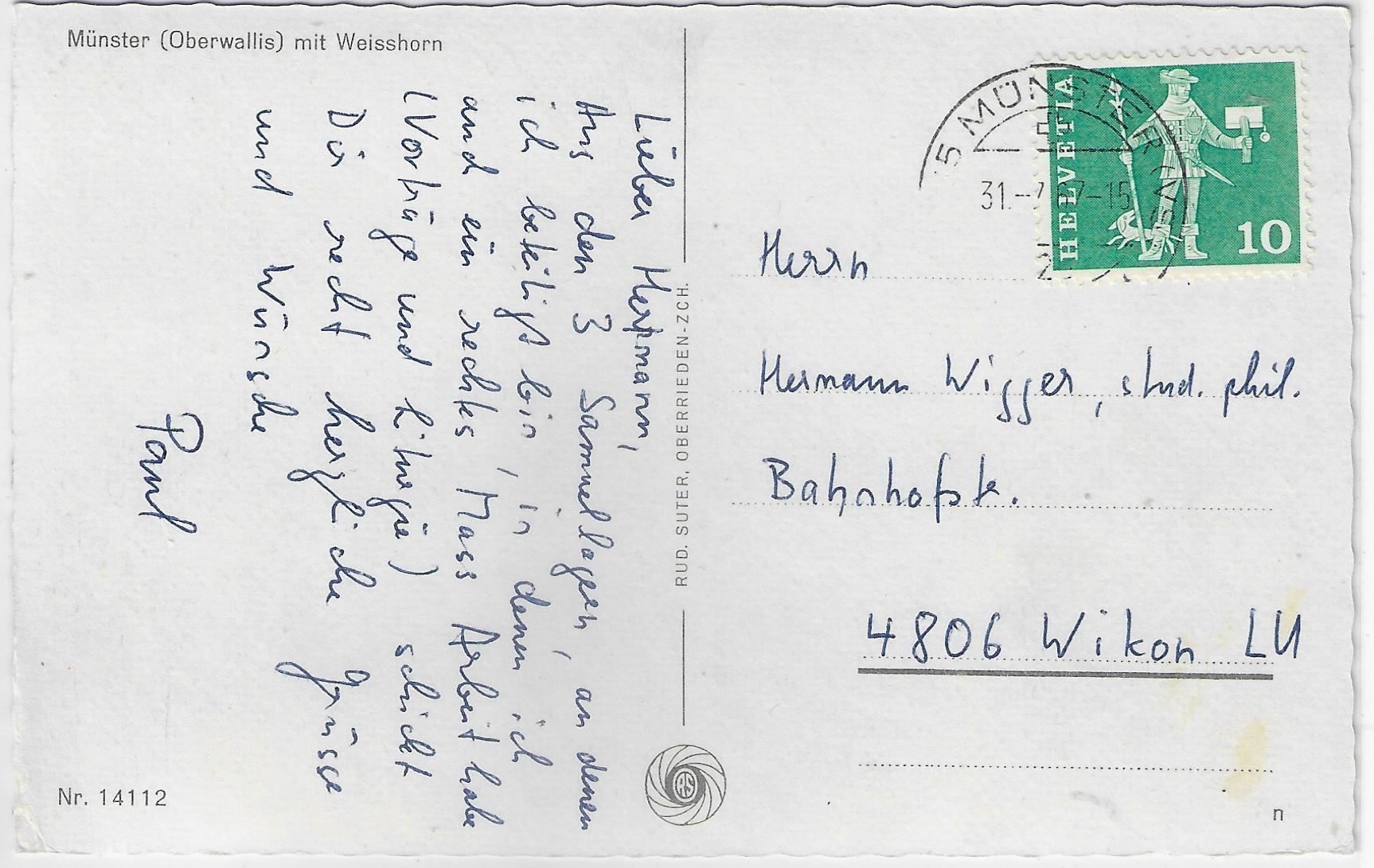 Cartoline postali: Münster im Goms - Generalansicht – Antico da Ettingen venduto da Kartenplanet 1