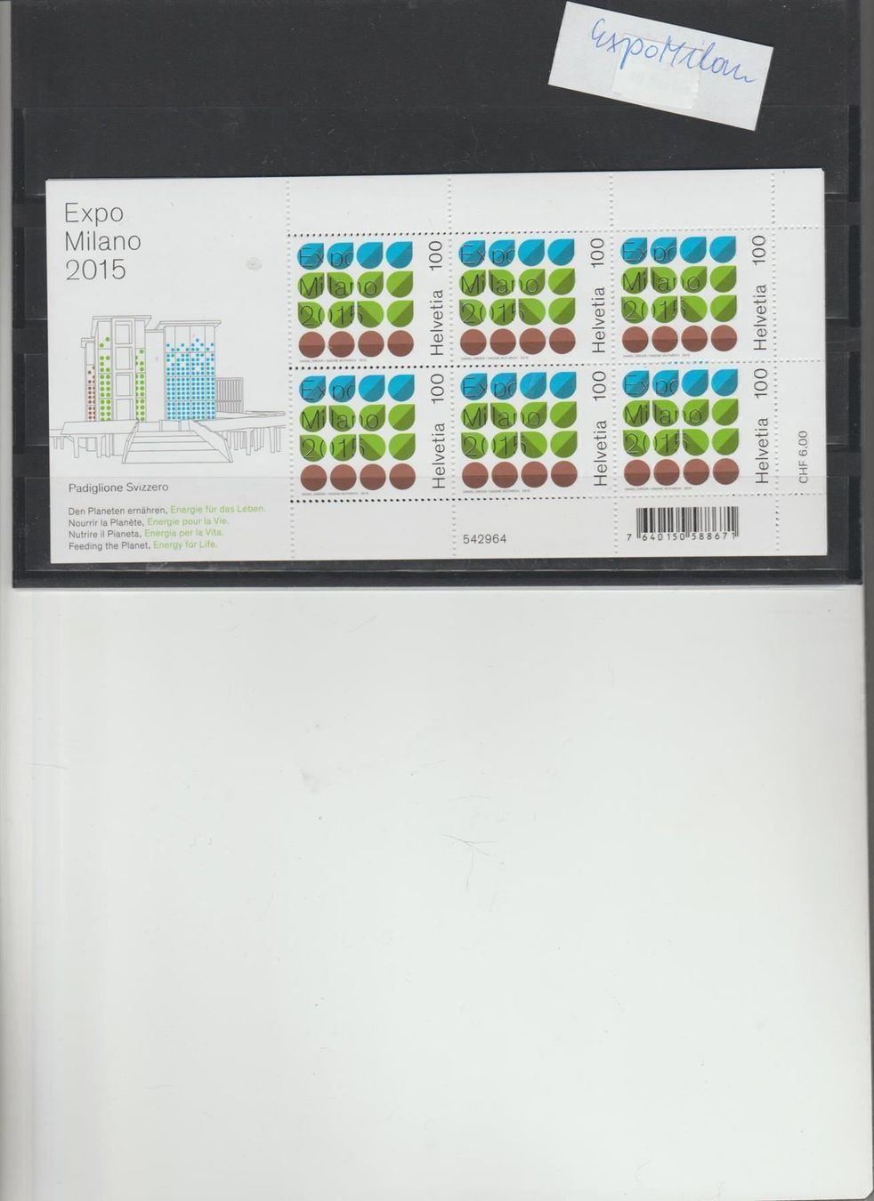 Tous les timbres: Expo Milan KB ** – Neuf avec emballage d'origine à Lausanne par Whorvath