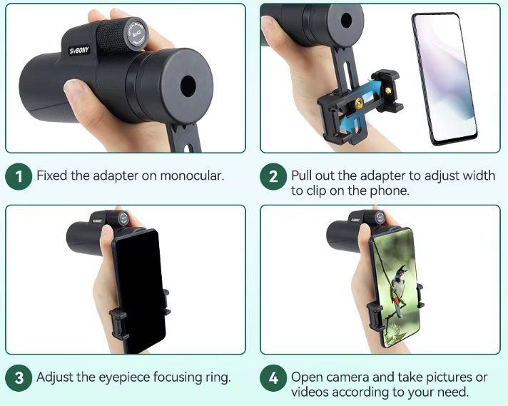 Telescopi: Monocular Fernglas 8x42 mit Stativ und Telefonhalter – Nuovo e nell'imballaggio originale da Châtelaine venduto da topshop.switzerland 9