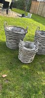 3er Set Rattankörbe Blumentopf