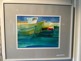 Aquarell "Puerto Arguineguin" von 99 mit Rahmen top!