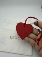 Dior Heart Tag Red Leather Charm with dust bag GWP