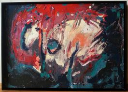 Ölgemälde Ziege (?), signiert R., um 1980, 102 x 72 cm