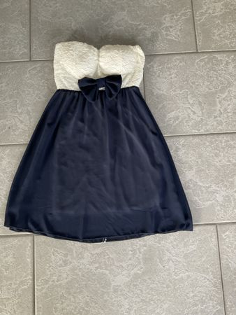 Sommerkleid Neckholder Chiffon blau/weiss Gr. S 