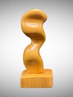 Superbe sculpture en bois moderniste abstraite forme libre