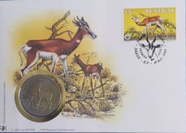 Numisbrief Damagazelle WWF 1986 Senegal mit Ersttagsstempel