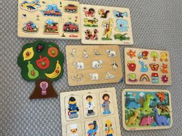 Wooden Puzzles for Kids - Vehicles, Animals, Dinosaurs, Prof