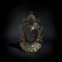 Tara Wandmaske Bronze Nepal 24cm - Himalaya Handarbeit, alt