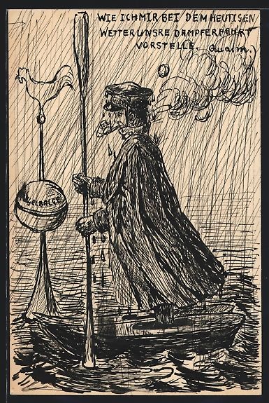 Cartoline postali: Handgemalt: Paddler mit Booten an den F – Usato da Berlin venduto da bartko-reher