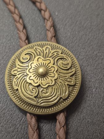 15) Bolo-Tie Westernkrawatte Concho Blume Vintage Bronze Neu