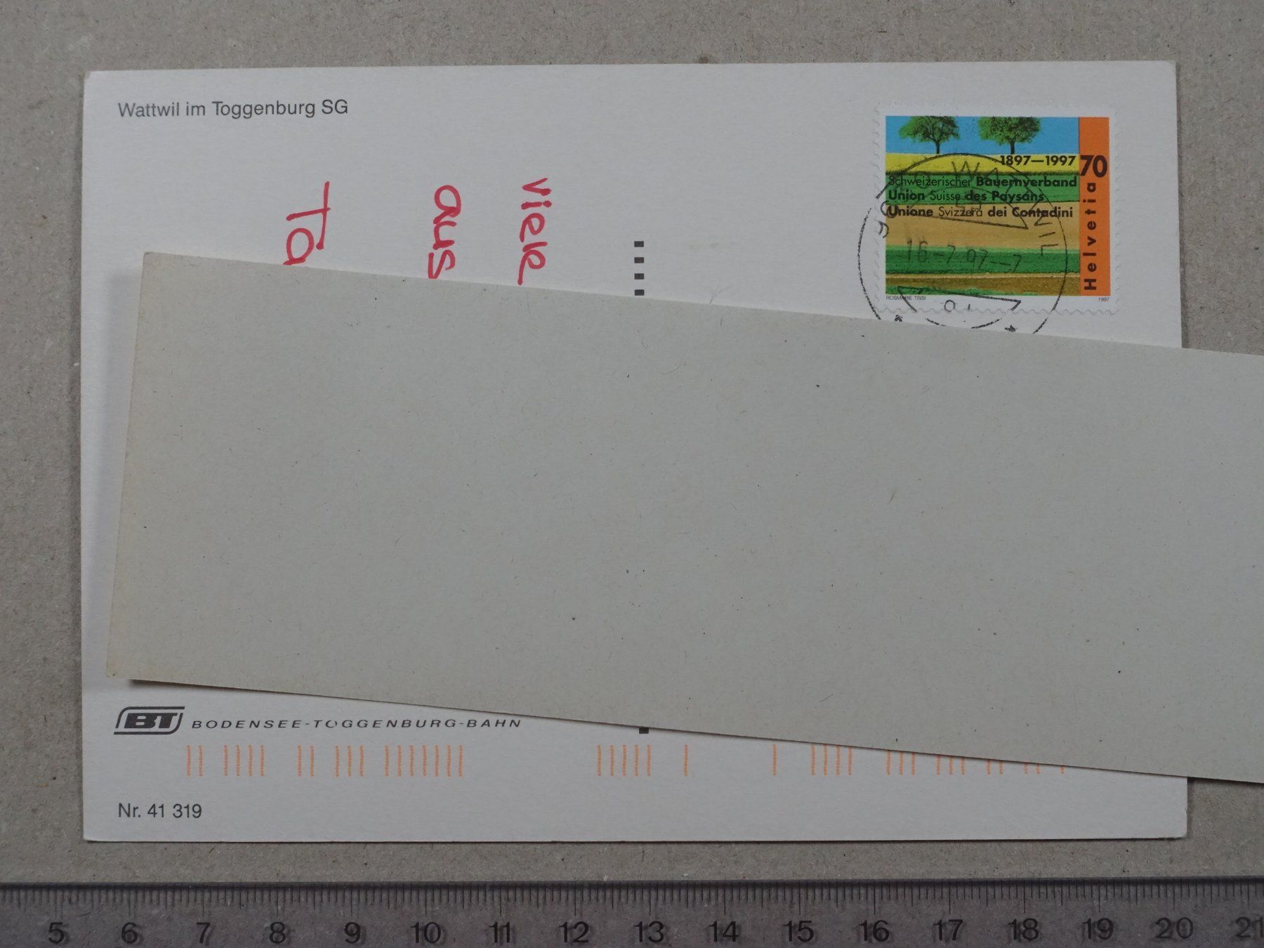 Cartoline postali: Wattwil, 1997, Toggenburg – Usato da Lenzburg venduto da fh1 1
