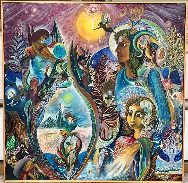 Künstler ? Grosses Gemälde  Oel auf Leinwand  102x102cm 2