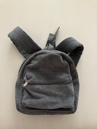 Petit sac à dos gris en velours côtelé,  Manor