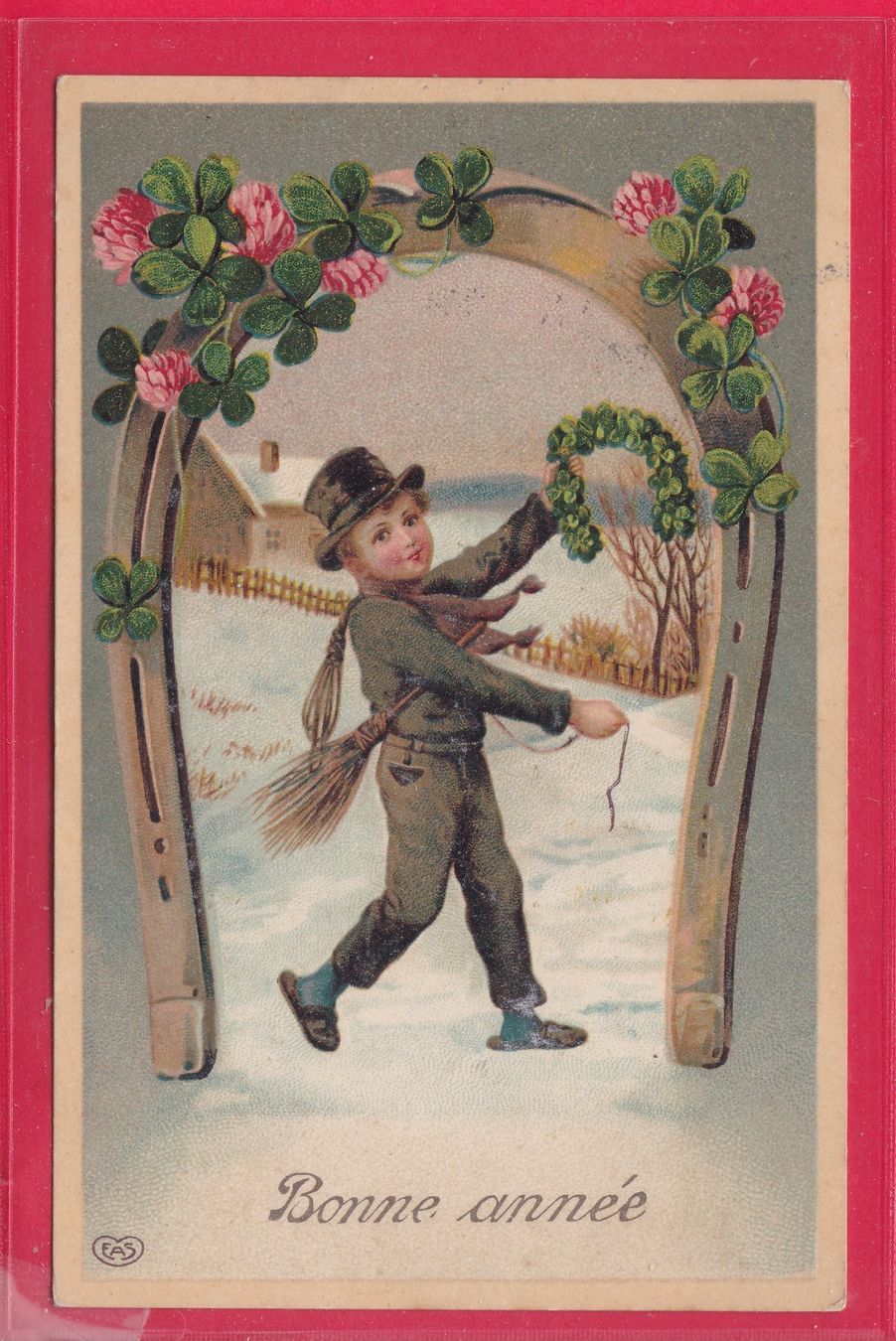 Cartoline postali: BONNE ANNÉE, 31.12.1917 – Usato da Oberrieden venduto da Gebirgsstelze