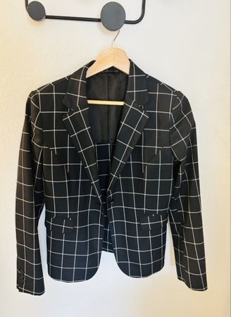 Blazer Van Heusen Checked Pattern Black White Size L