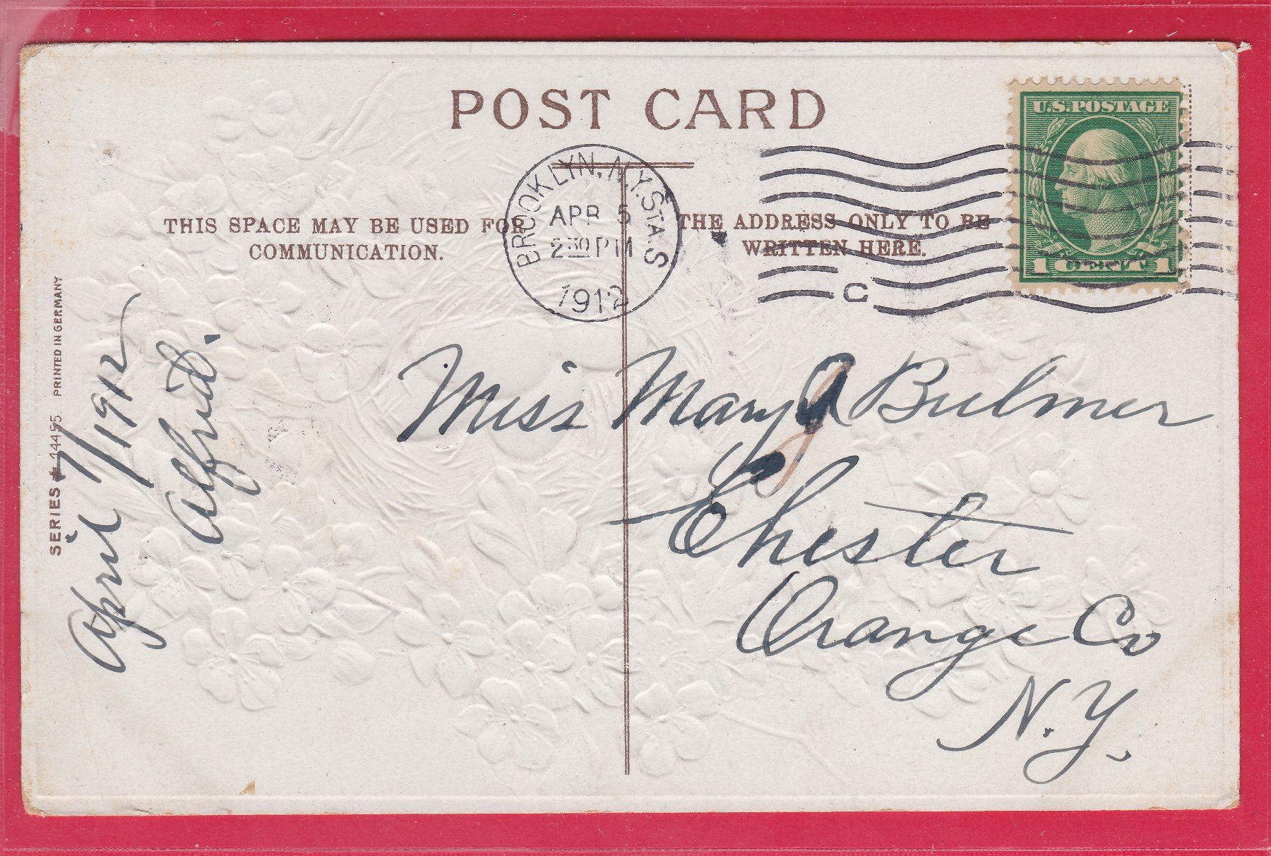 Cartoline postali: PRÄGEKARTE, BEST EASTER WISHES, 5.4.1912 – Usato da Oberrieden venduto da Gebirgsstelze 1