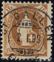 3 Fr. Stehende Helvetia mit Vollstempel ST. GALLEN 2.I.99