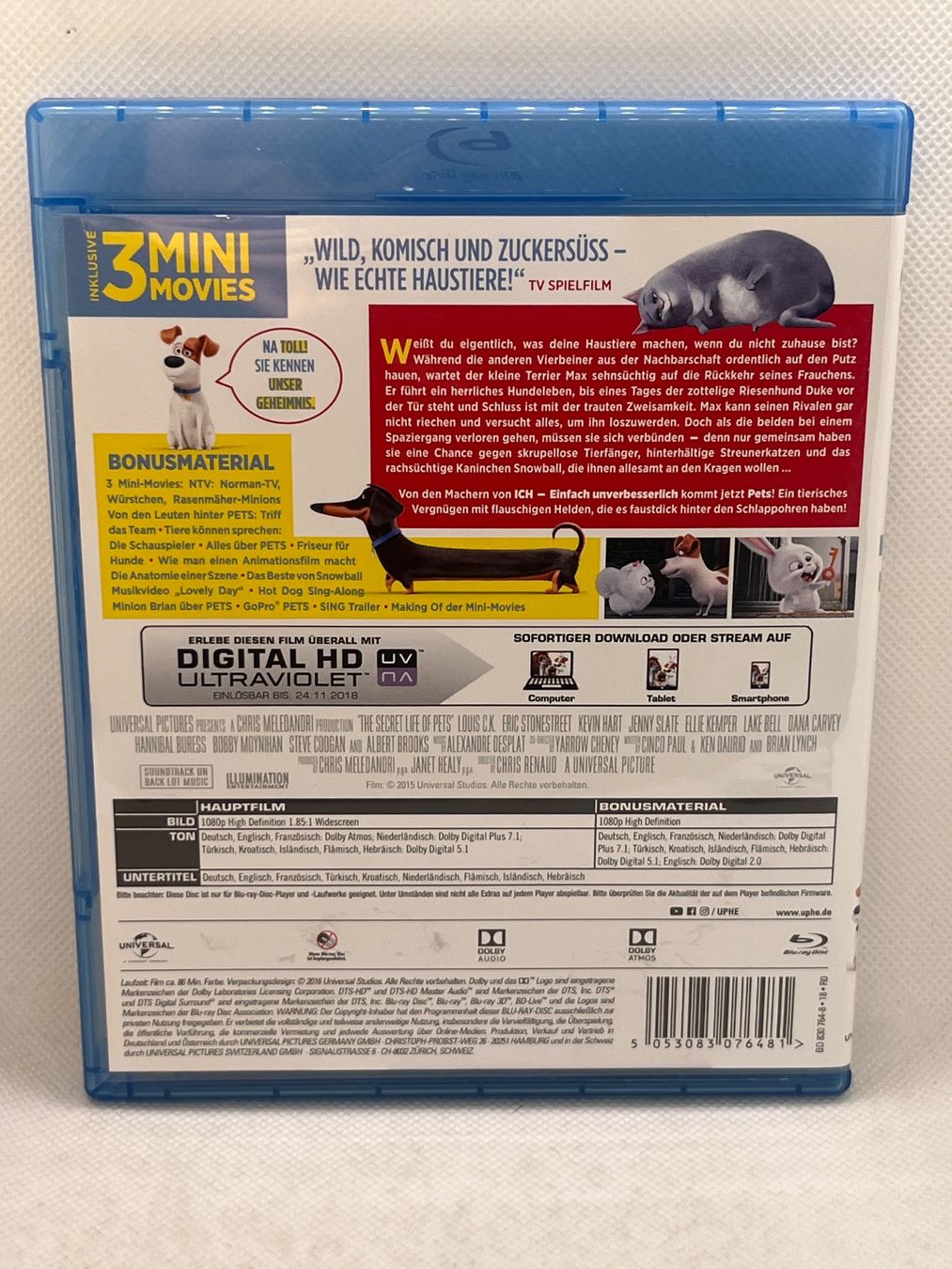 Tutti i DVDs: Pets - Illumination Blu-Ray mit Digital HD – Usato da Hinterkappelen venduto da Kim1992 1
