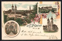 Litho St. Gallen, Kloster, Stiftskirche 