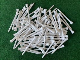 100 Golftees 83mm Holz, weiss