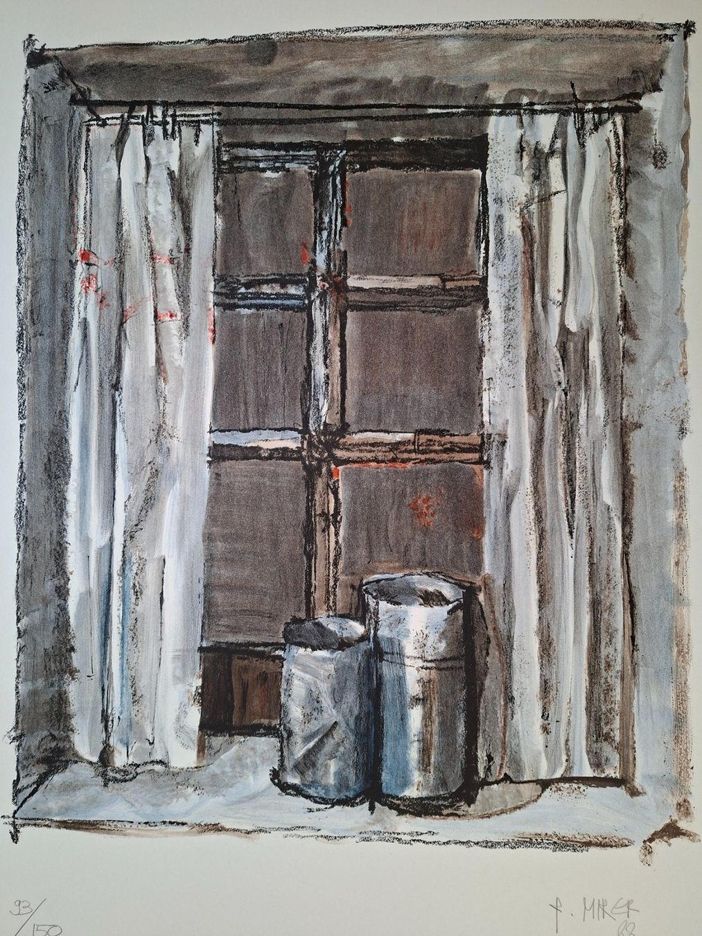 Grafica & Litografie: Rudolf Mirer "Fenster". Lithografie. Handsigniert. – Usato da Goldach venduto da armando_r