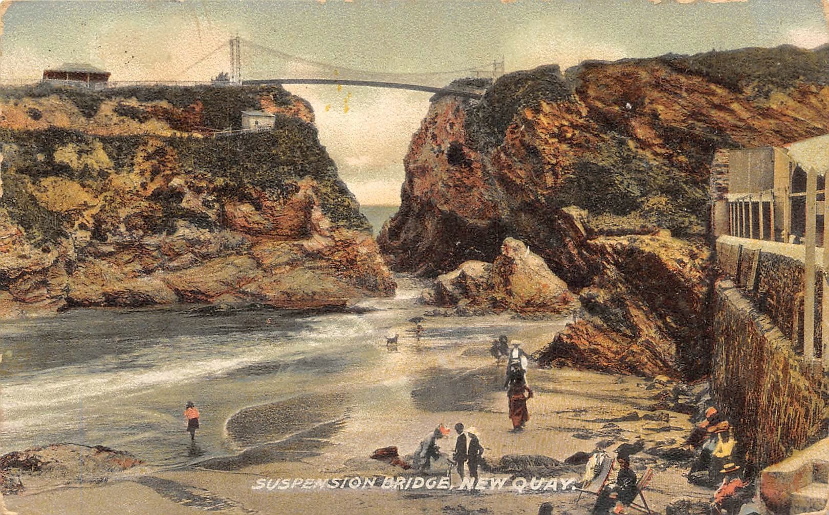 Cartoline postali: Newquay Cornwall, Suspension Bridge – Usato da Ottikon b.Kemptth. venduto da Neptun1974