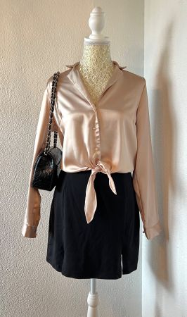 Silk blouse with tie front detail