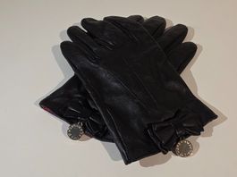 Elegante Lederhandschuhe, schwarz, Grösse 7