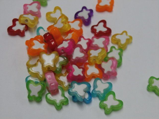 Cheriswelry 100-teiliges Acryl Perlen Set - Transparente Schmetterlinge, Runde Perlen, Für DIY Schmuck & Basteln
