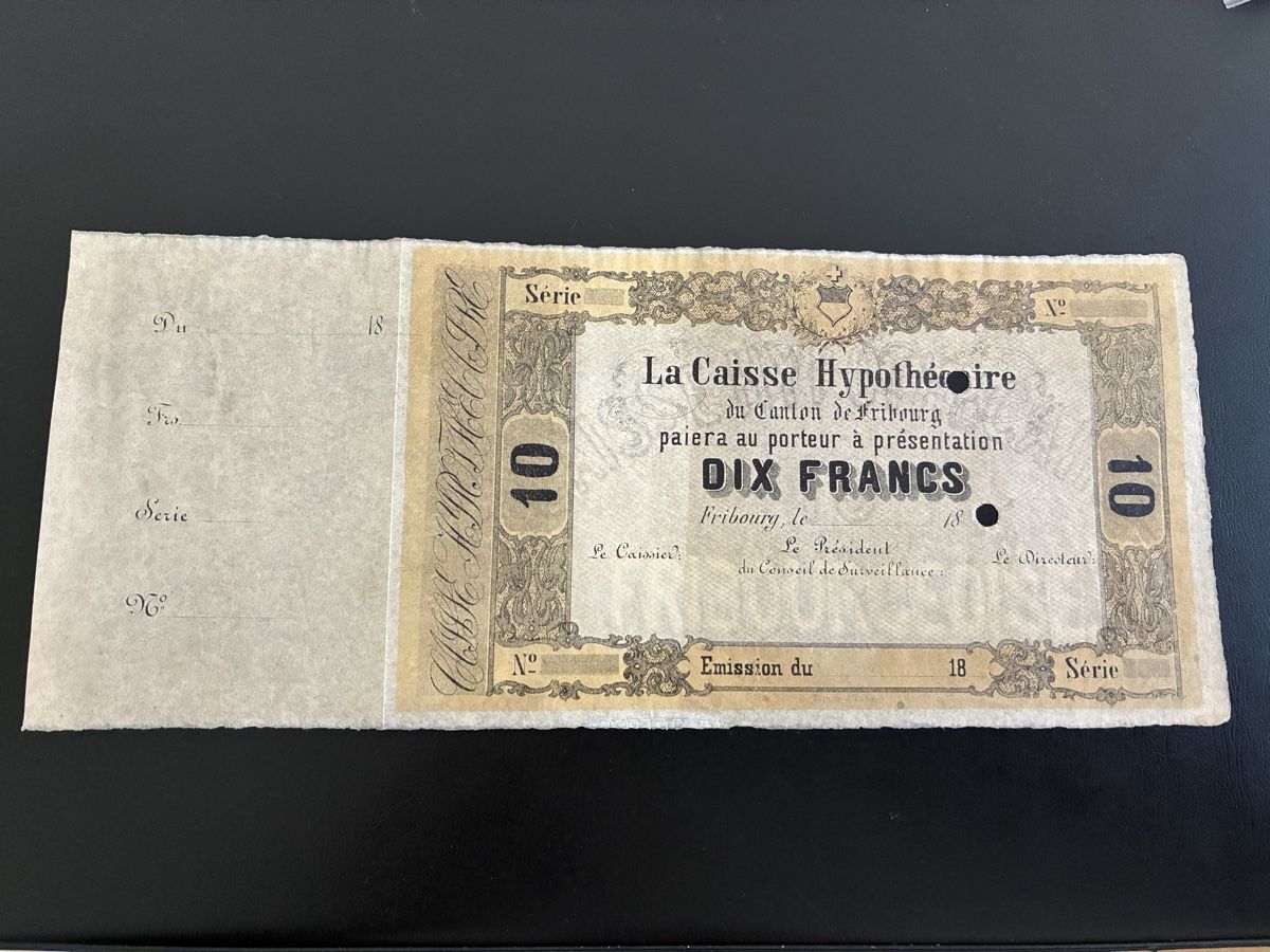 Banconote: 10 Francs 1865  – Usato da Dällikon venduto da Woldbanknoten 1