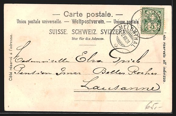 Cartoline postali: AK Kerns, Teilansicht mit Kirche, 1901 – Usato da Berlin venduto da bartko-reher 1