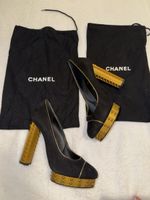 Chanel Suede Pumps with Gold Detail, 37 - Stunning!