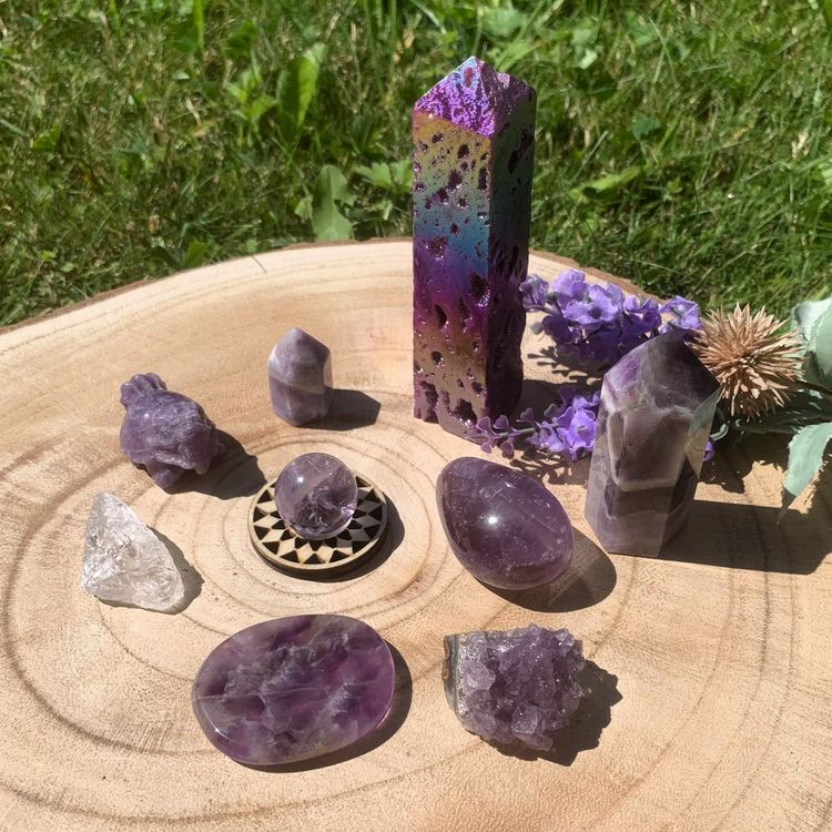 Lila Set Kristall Sammlung 281g/Lot 9 Stk Amethyst (Neu (gemäss