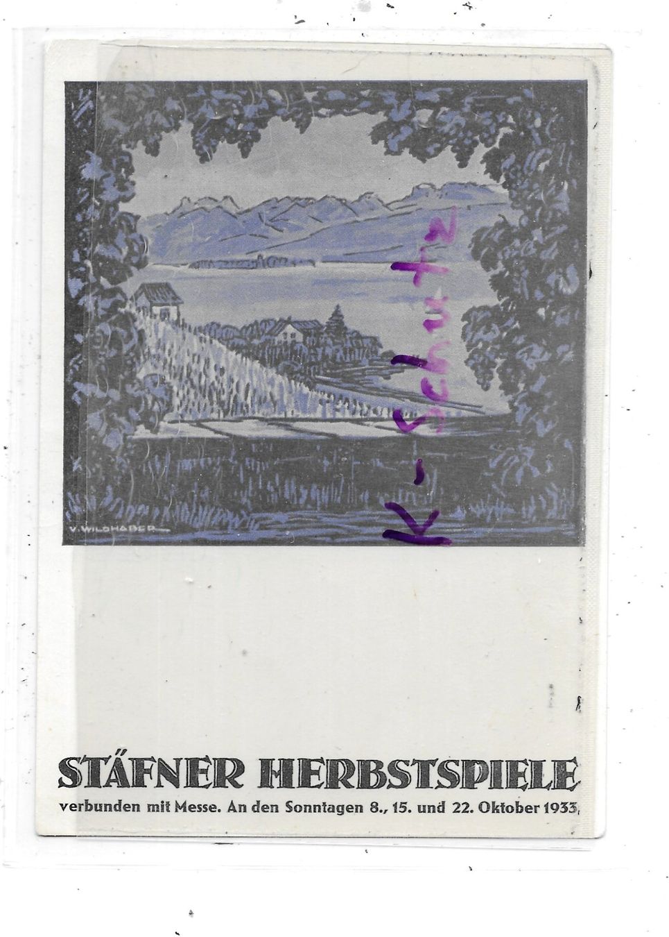 Cartoline postali: ZH Stäfa  Stäfner Herbstspiele 1933 – Usato da Schocherswil venduto da Wilare