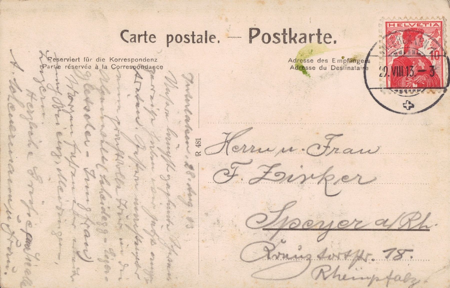 Ansichtskarten: 1913 AK Interlaken mit Jungfrau – Gebraucht aus Eggersriet von stamp303 1