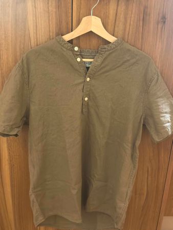 Herren Leinenhemd Kurzarm Henley Gr. S