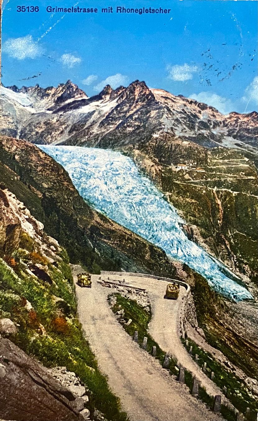 Ansichtskarten: 1931 Grimselstrasse mit Rhonegletscher & Postauto – Gebraucht aus Root von ENGLAND-TREASURES 1