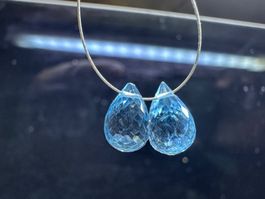 Swiss Blue Topas Paar – Checker Cut Tropfen Für DIY Schmuck