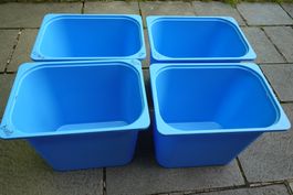 4 blaue Kisten/Boxen Kunststoff stapelbar Ikea blau gross