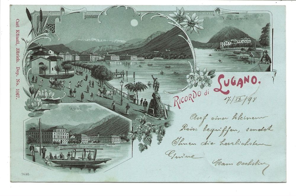 Carte Postale Ancienne - Ricordo Di Lugano - Suisse - Noir Et Blanc