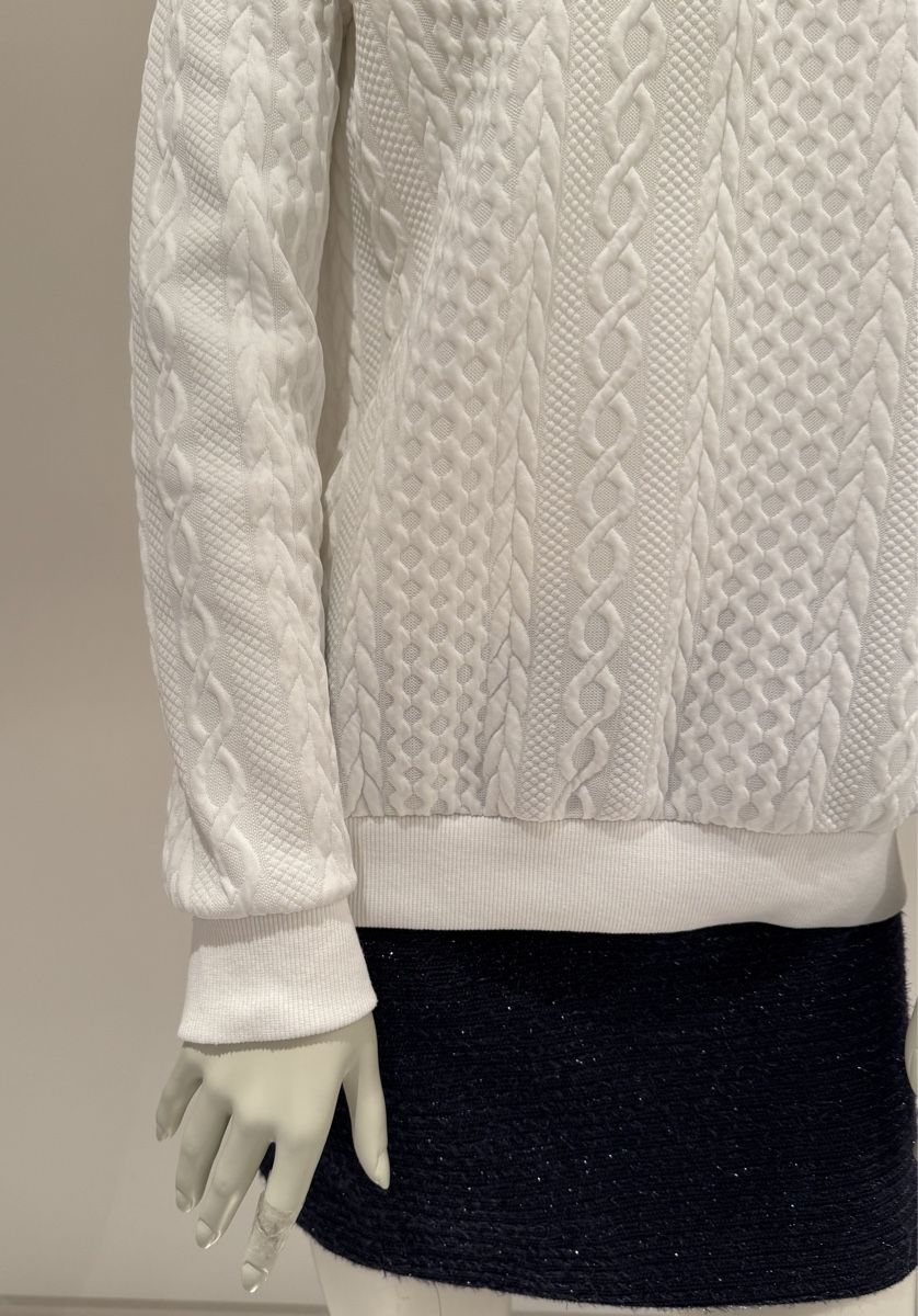 Maglioni & Felpe: Pull blanc en maille torsadée avec fermeture éclair  40 – Nuovo (secondo la descrizione) da Genève venduto da flocon06 3