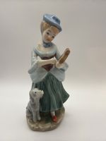 Porzellanfigur Madchen mit Harfe und Hund guter Zustand