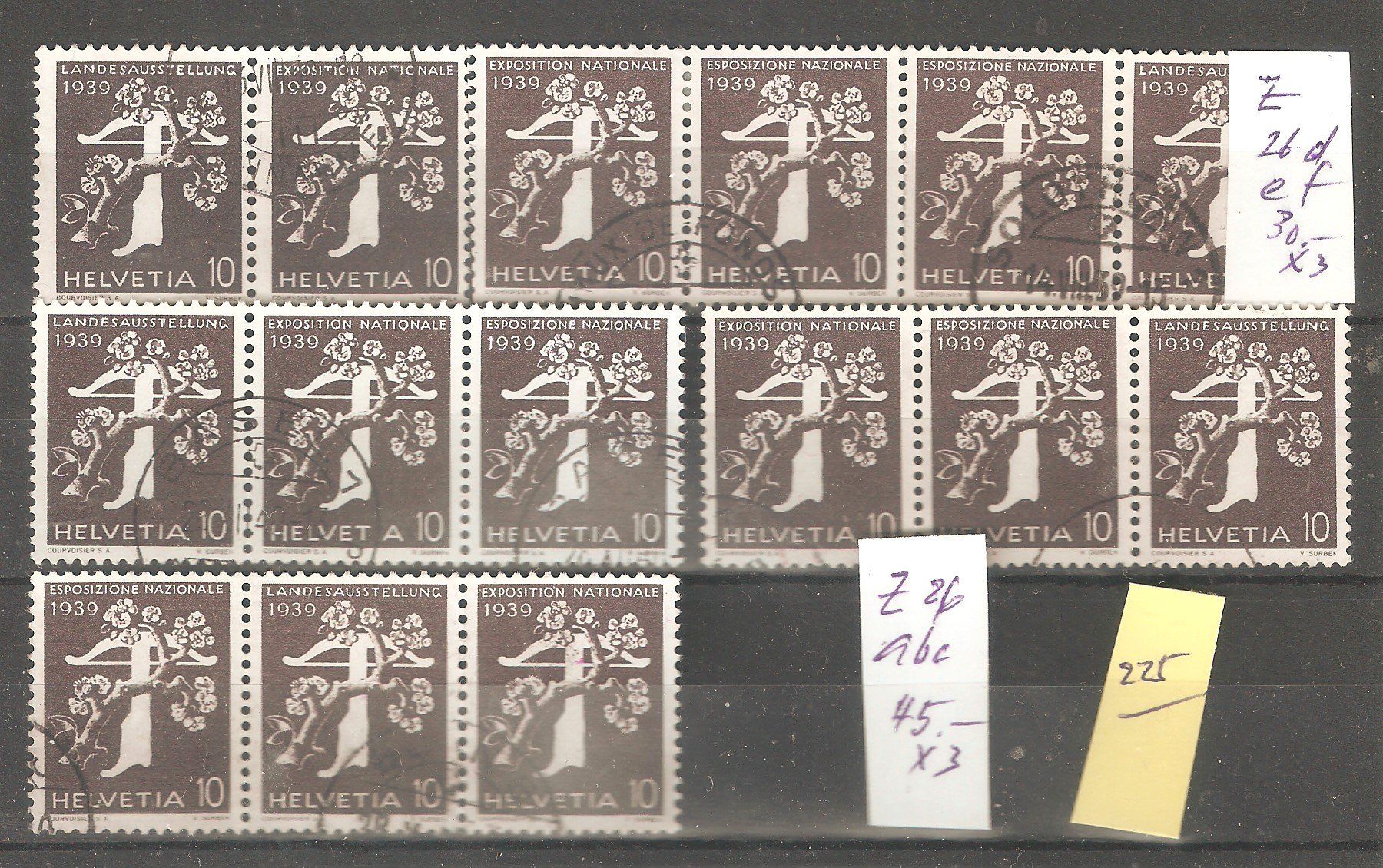 Alle Briefmarken: Z26  abc + def   gest. – Gebraucht aus Lausanne von Whorvath
