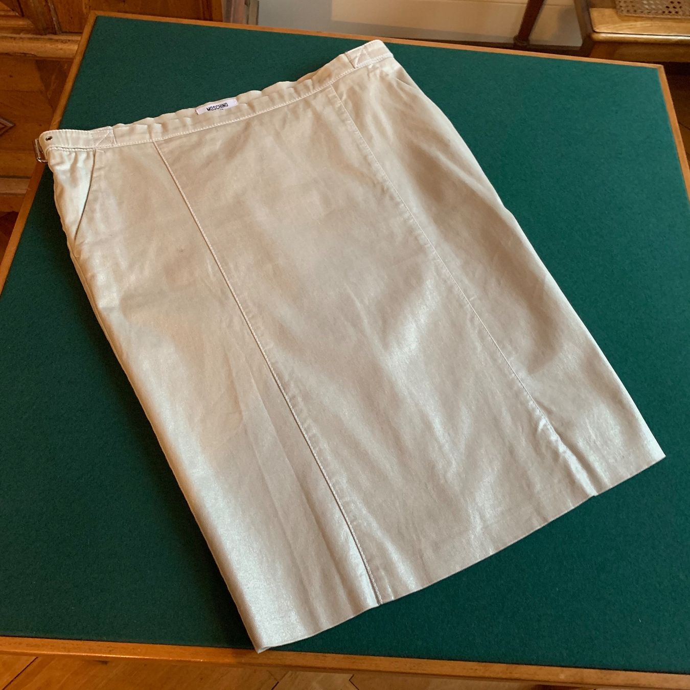 Moschino Röcke: MOSCHINO Silber metallic Jeans Rock Gr. 44IT – Gebraucht aus Interlaken von Bona55 7