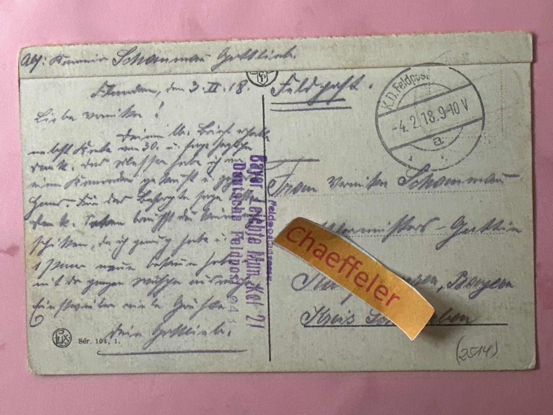 Ansichtskarten: 1918 Ypres.  Sal‘e Echecinale – Gebraucht aus Zürich von Chaeffeler 1