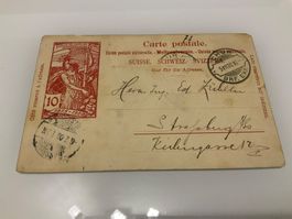 1900; UPU 10Rp. Ganzsache-Frankreich, Ankunfttstempel