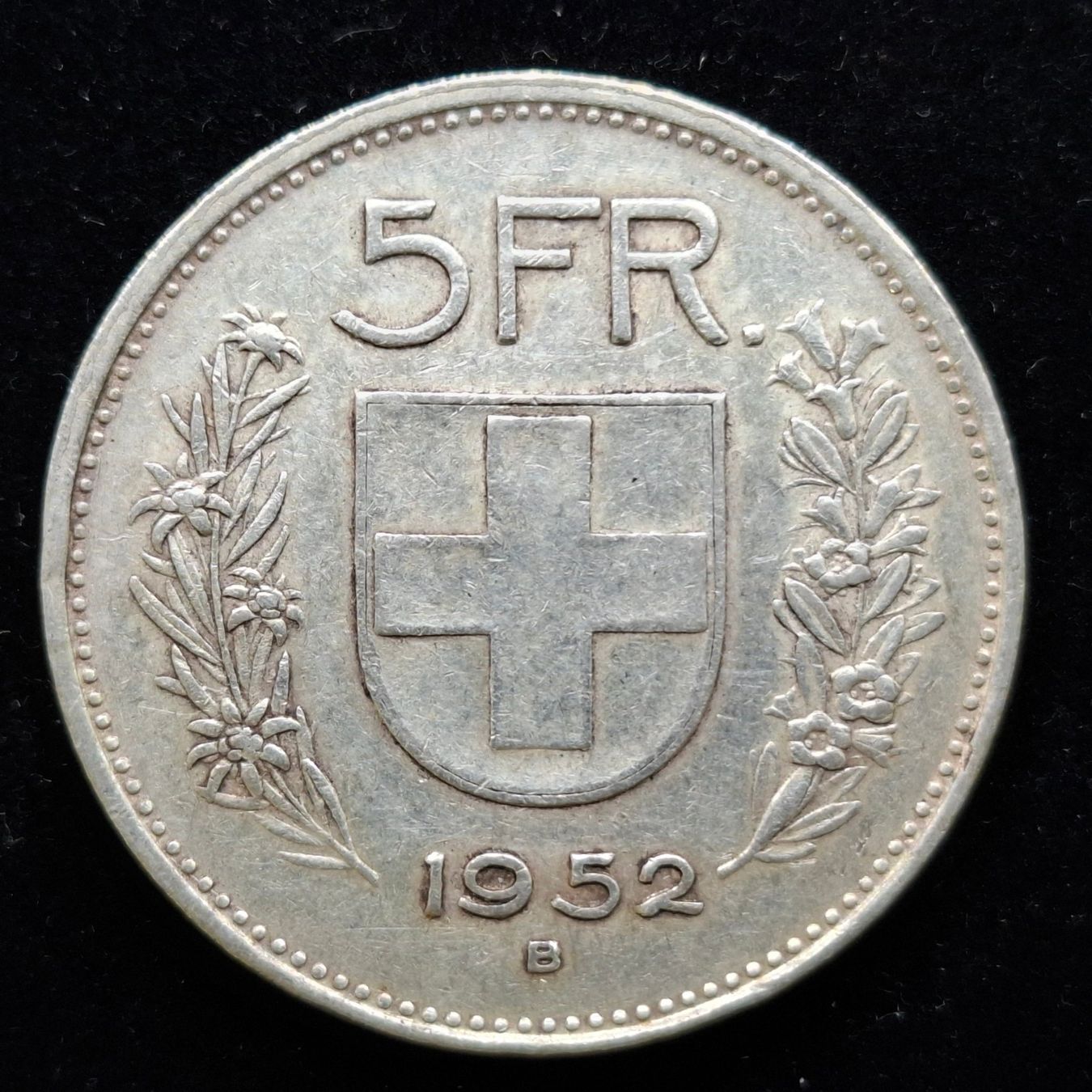 Tutti le monete: 5Fr. 1952 vorz Silber 835/1000 – Usato da Bern 14 venduto da rvonmay
